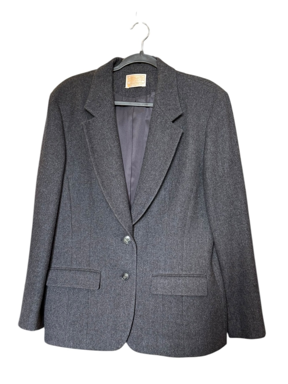 Pendleton Virgin Wool Gray Blazer Made in USA Women’s Jacket Size 16 Vintage - Picture 2 of 10